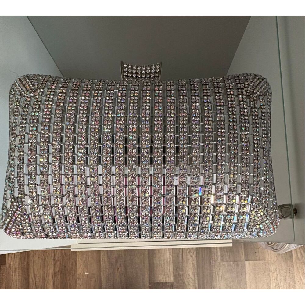 Rhinestone Embellished Evening Bag-Silver